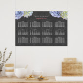 Chalkboard Blue Hydrangea Wedding Seding Chart Poster (Keuken)