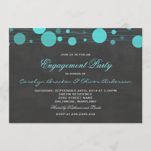 Chalkboard Blue Lantern Engagement Party Kaart