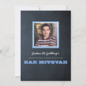Chalkboard Blue Photo Bar Mitzvah Invitation (Dos)