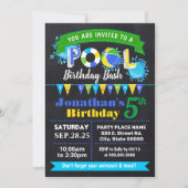 Chalkboard Blue Pool verjaardag zomer bash Kaart (Voorkant)