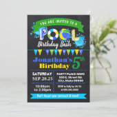Chalkboard Blue Pool verjaardag zomer bash Kaart (Staand voorkant)