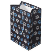 Chalkboard Blue White Paw Prins Medium Cadeauzakje (Achterkant Gekanteld)