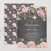 Chalkboard Blush Pink Floral bevestiging Kaart (Voorkant / Achterkant)