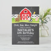 Chalkboard Boerderij Birthday Invitation Barnyard  Kaart (Staand voorkant)