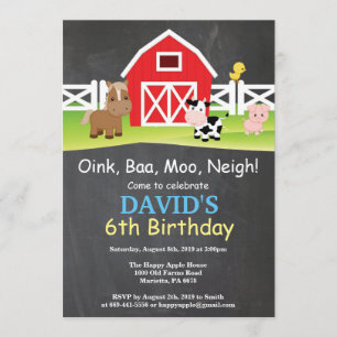 Chalkboard Boerderij Birthday Invitation Barnyard  Kaart