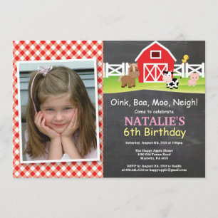Chalkboard Boerderij Birthday Invitation Barnyard  Kaart