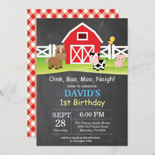 Chalkboard Boerderij Birthday Invitation Barnyard  Kaart