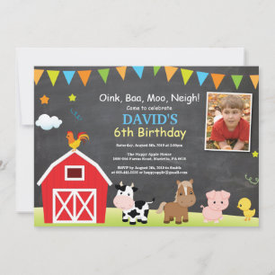 Chalkboard Boerderij Birthday Invitation Barnyard  Kaart