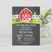 Chalkboard Boerderij Birthday Invitation Barnyard Kaart (Staand voorkant)