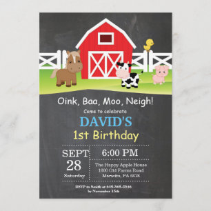 Chalkboard Boerderij Birthday Invitation Barnyard Kaart