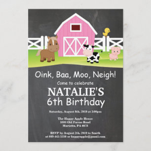 Chalkboard Boerderij Birthday Invitation Barnyard Kaart
