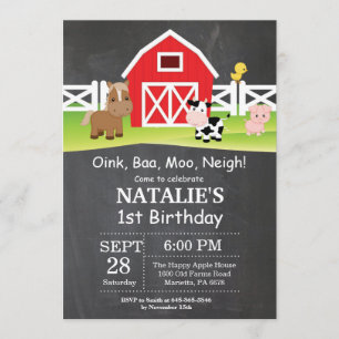 Chalkboard Boerderij Birthday Invitation Barnyard Kaart