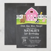 Chalkboard Boerderij Birthday Invitation Barnyard  Kaart (Voorkant / Achterkant)