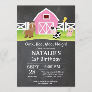 Chalkboard Boerderij Birthday Invitation Barnyard  Kaart