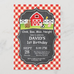 Chalkboard Boerderij Birthday Invitation Barnyard Kaart