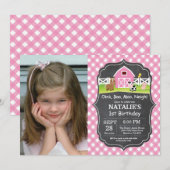 Chalkboard Boerderij Birthday Invitation Barnyard  Kaart (Voorkant / Achterkant)