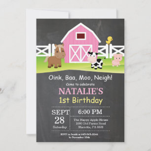 Chalkboard Boerderij Birthday Invitation Barnyard Kaart