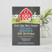 Chalkboard Boerderij Birthday Invitation Barnyard Kaart (Staand voorkant)