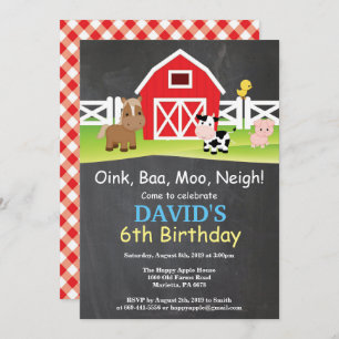 Chalkboard Boerderij Birthday Invitation Barnyard  Kaart