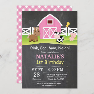 Chalkboard Boerderij Birthday Invitation Barnyard Kaart
