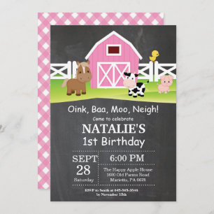 Chalkboard Boerderij Birthday Invitation Barnyard  Kaart