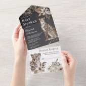 Chalkboard Boho Wild Safari Leopard Baby shower All In One Uitnodiging (Afscheurbaar)