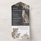 Chalkboard Boho Wild Safari Leopard Baby shower All In One Uitnodiging (Binnen)