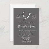 Chalkboard bois monogramme invitations de mariage (Devant / Derrière)