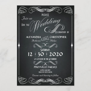 Chalkboard  Bold Typografie Bruiloft Kaart
