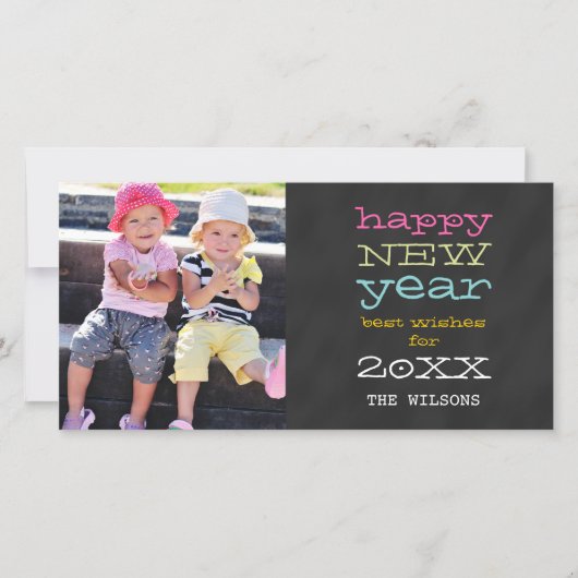 Chalkboard Bonne année | Carte photo de vacances (Devant)