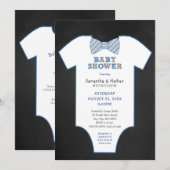 Chalkboard Bow Stropdas Onderhemd Boy Baby Sprinkl Kaart (Voorkant / Achterkant)