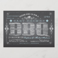 Chalkboard Boy Baby shower BBQ Uitnodiging
