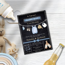 Chalkboard Boy Clothes Beer Baby shower Invitation