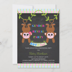 Chalkboard Boy of Girl Monkey Geslacht Party Kaart