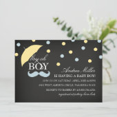 Chalkboard Boy Oh Boy Baby shower Invitation (Debout devant)
