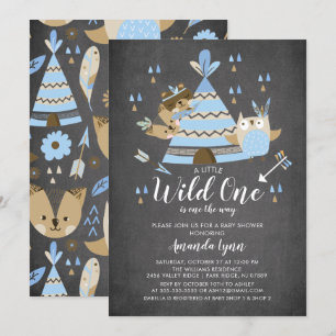 Chalkboard Boys Wild Een Baby shower Uitnodiging