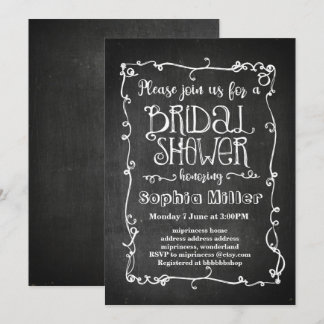 chalkboard bridal doucheuitnodiging kaart