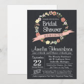 Chalkboard Bridal Shower Invitation met adem Kaart (Voorkant / Achterkant)