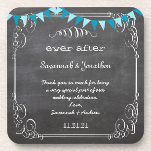 Chalkboard Bride & Groom Wedding Onderzetter
