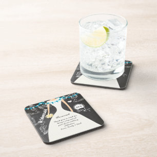 Chalkboard Bride & Groom Wedding Onderzetter