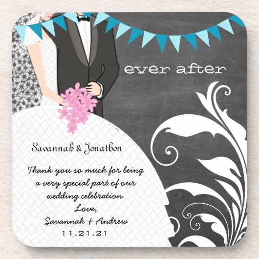 Chalkboard Bride & Groom Wedding Onderzetter (Voorkant)