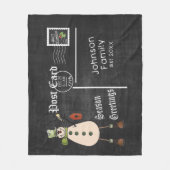 Chalkboard Briefkaart met een rustieke sneeuwman Fleece Deken (Voorkant)