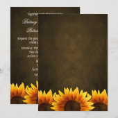 Chalkboard Brown Sunflower Wedding Invitting Kaart (Voorkant / Achterkant)
