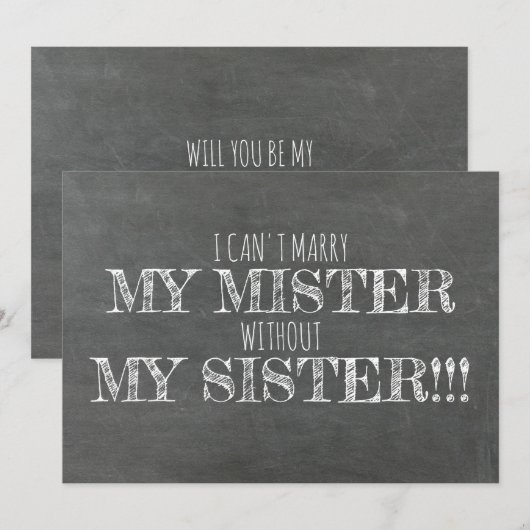 Chalkboard bruidsmeisje / Maid of Honor Voorstel Kaart (Voorkant / Achterkant)