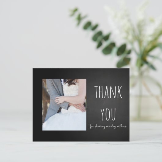 Chalkboard bruiloft Dank u foto Briefkaart (Staand voorkant)