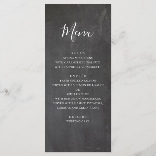 Chalkboard bruiloft menu. Modern grijs dinermenu Menu (Voorkant)