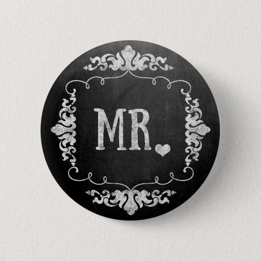 Chalkboard bruiloft "Mr." Ronde Button 5,7 Cm (Voorkant)