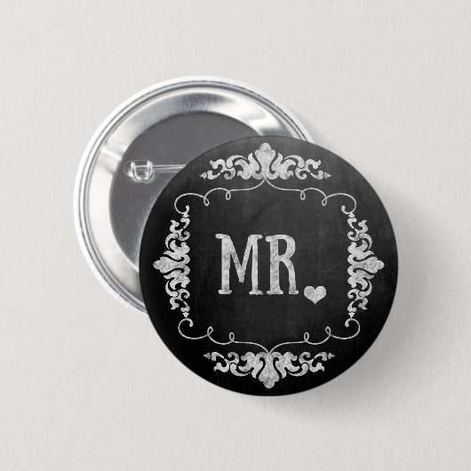 Chalkboard bruiloft "Mr." Ronde Button 5,7 Cm (Voorkant /achterkant)