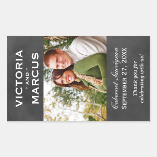 Chalkboard bruiloft wijn fles Monogram Favor Rechthoekige Sticker