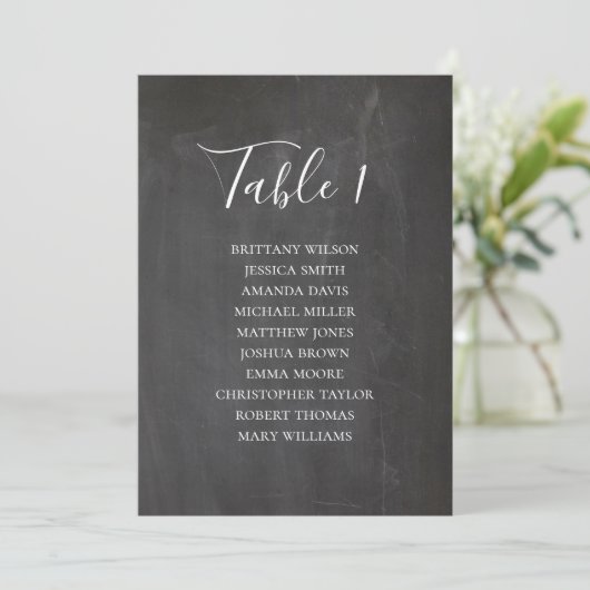 Chalkboard bruiloft zitkaart. Moderne tafel Kaart (Staand voorkant)